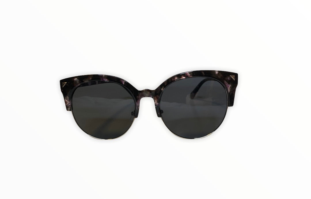 Modern black lens round half frame sunglasses