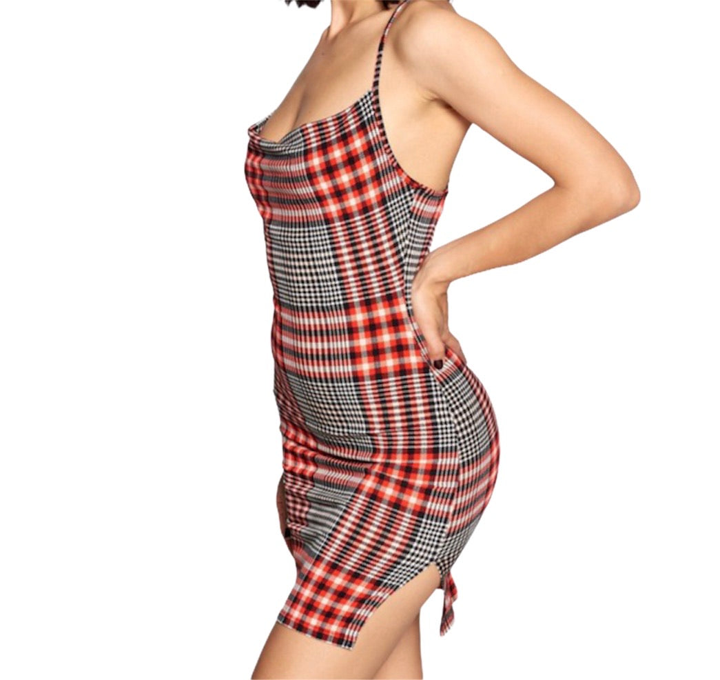 Red Plaid Mini Dress