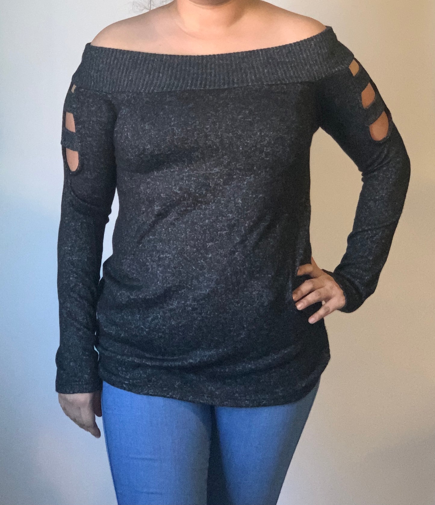 Off shoulder long sleeve