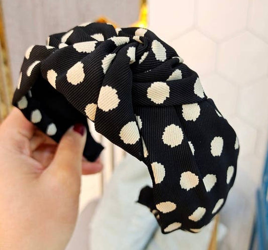 Black & Ivory Polk Dot Headband